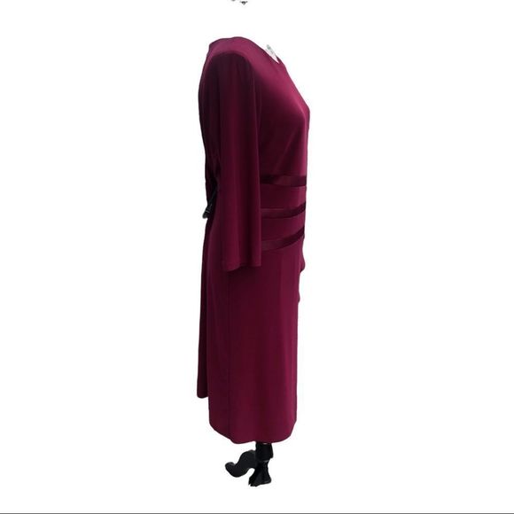 R&M RICHARDS DRESSES - RUFFLE DRESS Burgundy size 12 - Picture 2 of 6